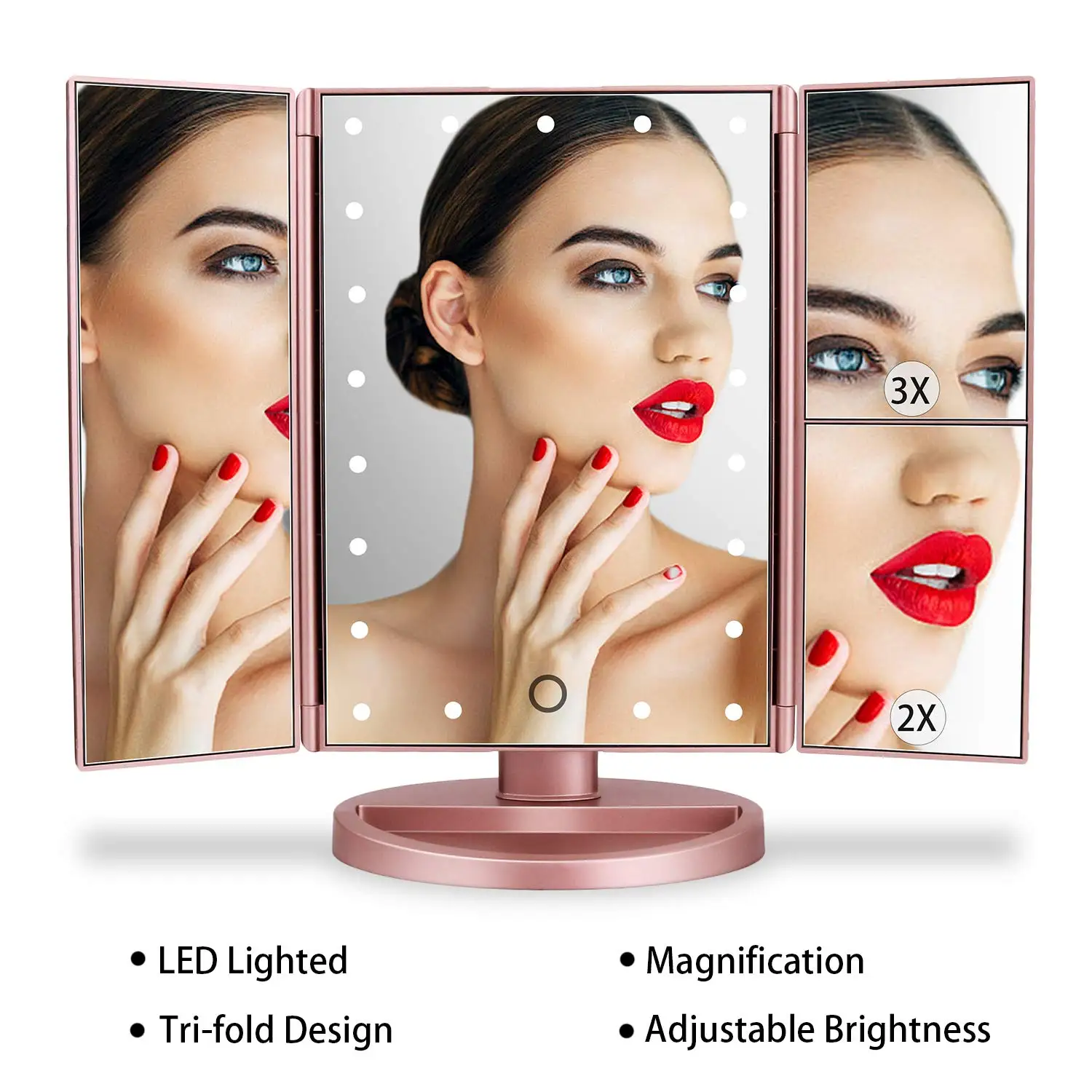

- Lighted Makeup Mirror, Tri-fold Vanity Mirror