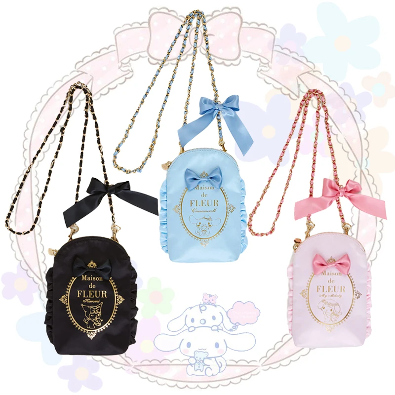 

PINK Kawaii Cartoon Chain Mobile Phone Bag My Melody Cinnamoroll Kuromi Anime Crossbody Bag Hand Bag Lolita Style Cute Girl Gift