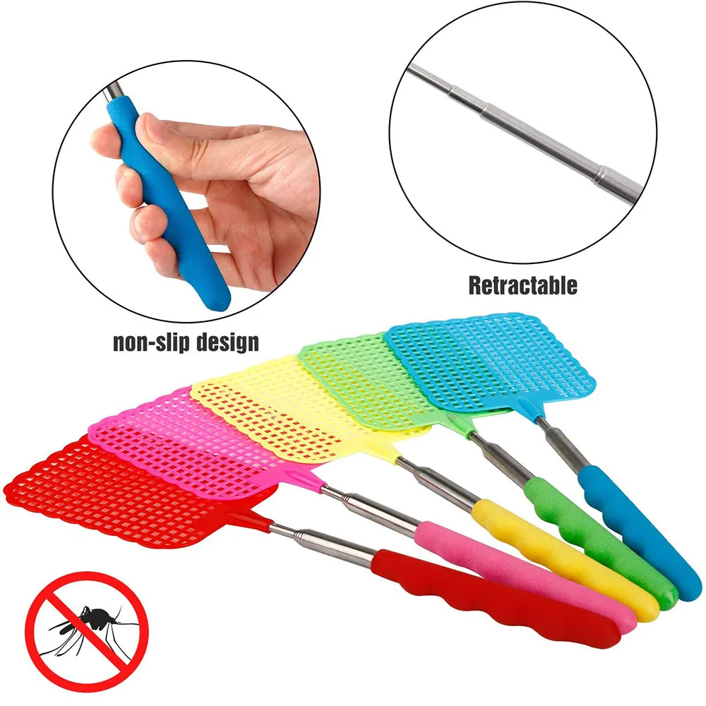 

Stainless Steel Extendable Handle Fly Swatter Flyswatter Home & Garden Dusters Mini Plastic Indoor Household Cleaning Tools