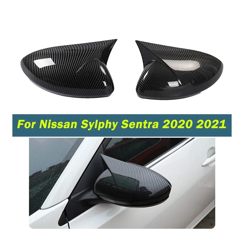 

Carbon Fiber Car Rearview Mirror Cover Horn Style for Nissan Sylphy Sentra 2020 2021