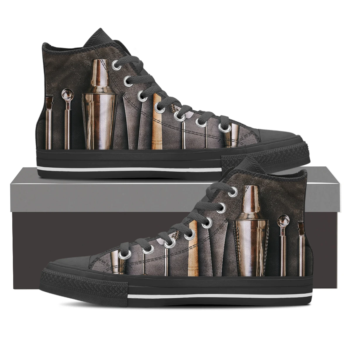 

New 3D Barber Tool Pattern High Top Canvas Shoes for Women Men Casual Outdoor Walking Sneakers Barber Shop Work Zapatillas Mujer