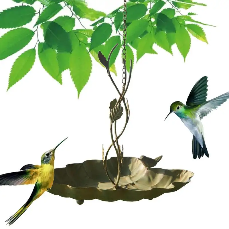 

Bird Feeder Hanging Tray Water Bowl Wildbird Dish Hanging Garden Retro Leaf Feeder For Garden Patio Yard Decor Birds Attracting