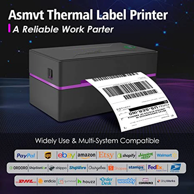 GOOJPRT 110mm Desktop Thermal Label Printer for 4x6 Shipping Package Label Maker 180mm/s USB Bluetooth Thermal Sticker Printer