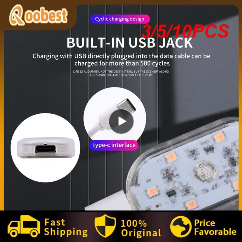 

3/5/10PCS 5v Led Usb Led Night Light Mini Universal Car Interior Roof Reading Lamp Portable Car Accessories Car Door Roof Light