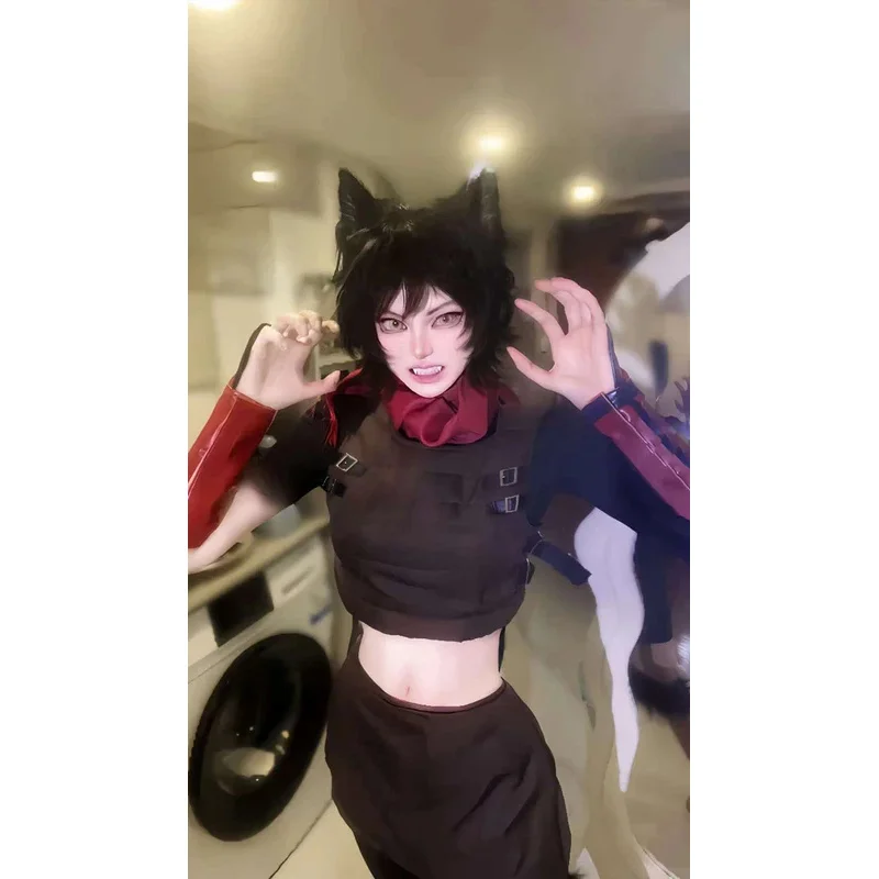 Фото ❤ ❤ Костюм для косплея из аниме Dungeon Disguise: топ, шарф, хвост, юбка, парик — комплект для женщин (Изуми, Хитоми, Асеби) для вечеринок ❤ №3
