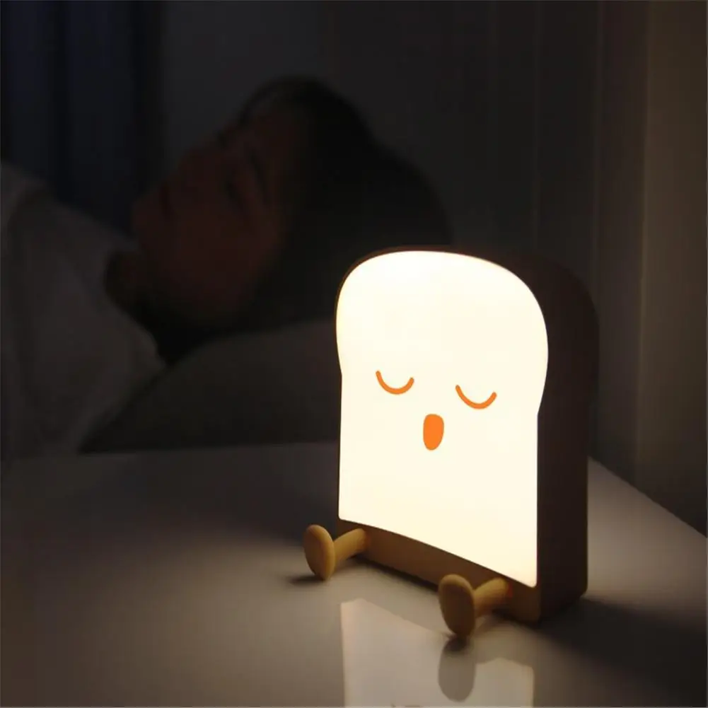 

Симпатичный ночник, мультяшный светодиодный светильник для тостов, лампа, держатель для спальни, прикроватный силиконовый светильник, пода...
