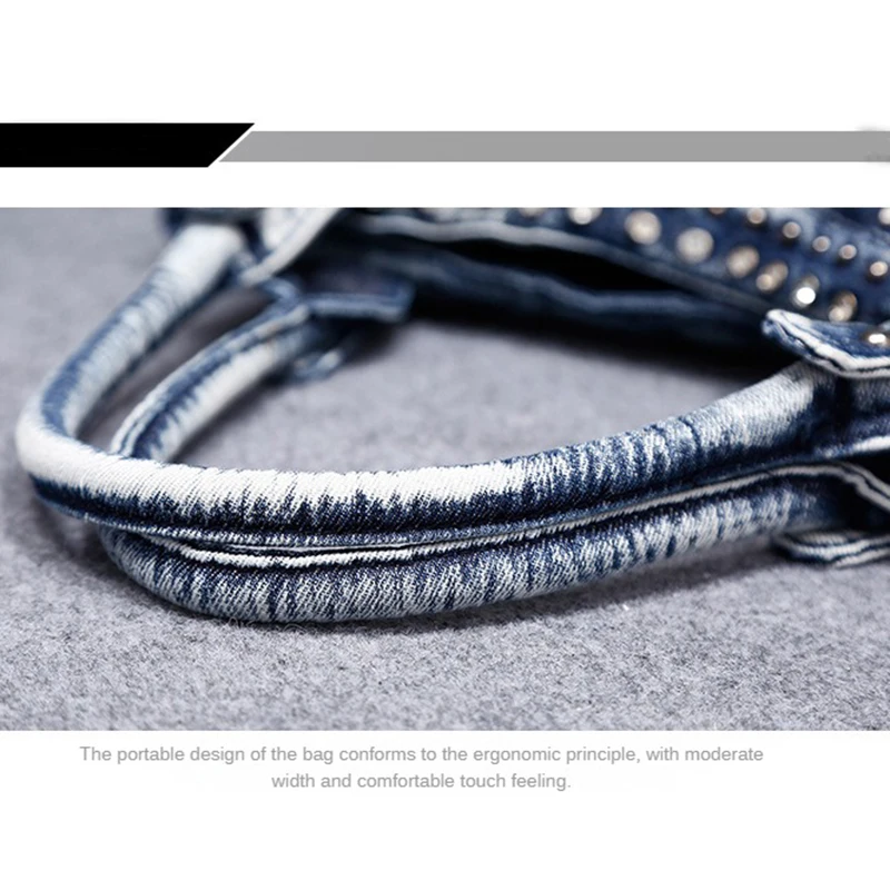 High-Quality Women's Motorcycle Tote Cowboy Riveted Crossbody Bag Multi-Pocket Canvas Bag New Large Tote Bag