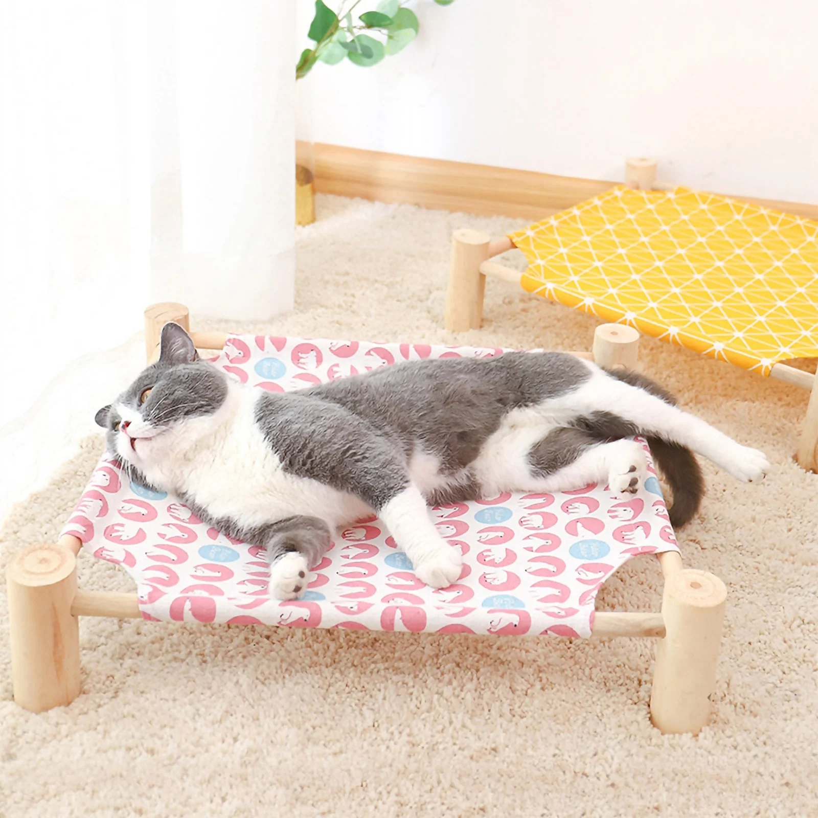 

Pet Pet Four- Legged Bed Detachable Wood Pet House Pet Sleeping Bed Wood Pet House Cat Hammock Bed Pet House