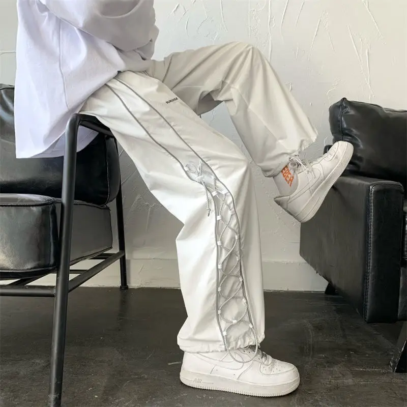 Streetwear White Cargo Pants Men Oversize Wide Pants Harajuku Sweatpants Fashion Joggers Skateboard Pants Techwear 2022 New