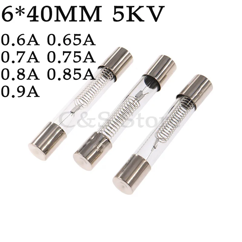 

100pcs Microwave Oven High Voltage Fuse 6x40 5KV 0.6A 0.65A 0.7A 0.75A 0.8A 0.85A 0.9A 6*40mm 600ma 750ma 800mA 850ma 900ma