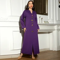 robe femme musulmane new purple v neck hand sewn diamond slim dress muslim womens dress abayas for women