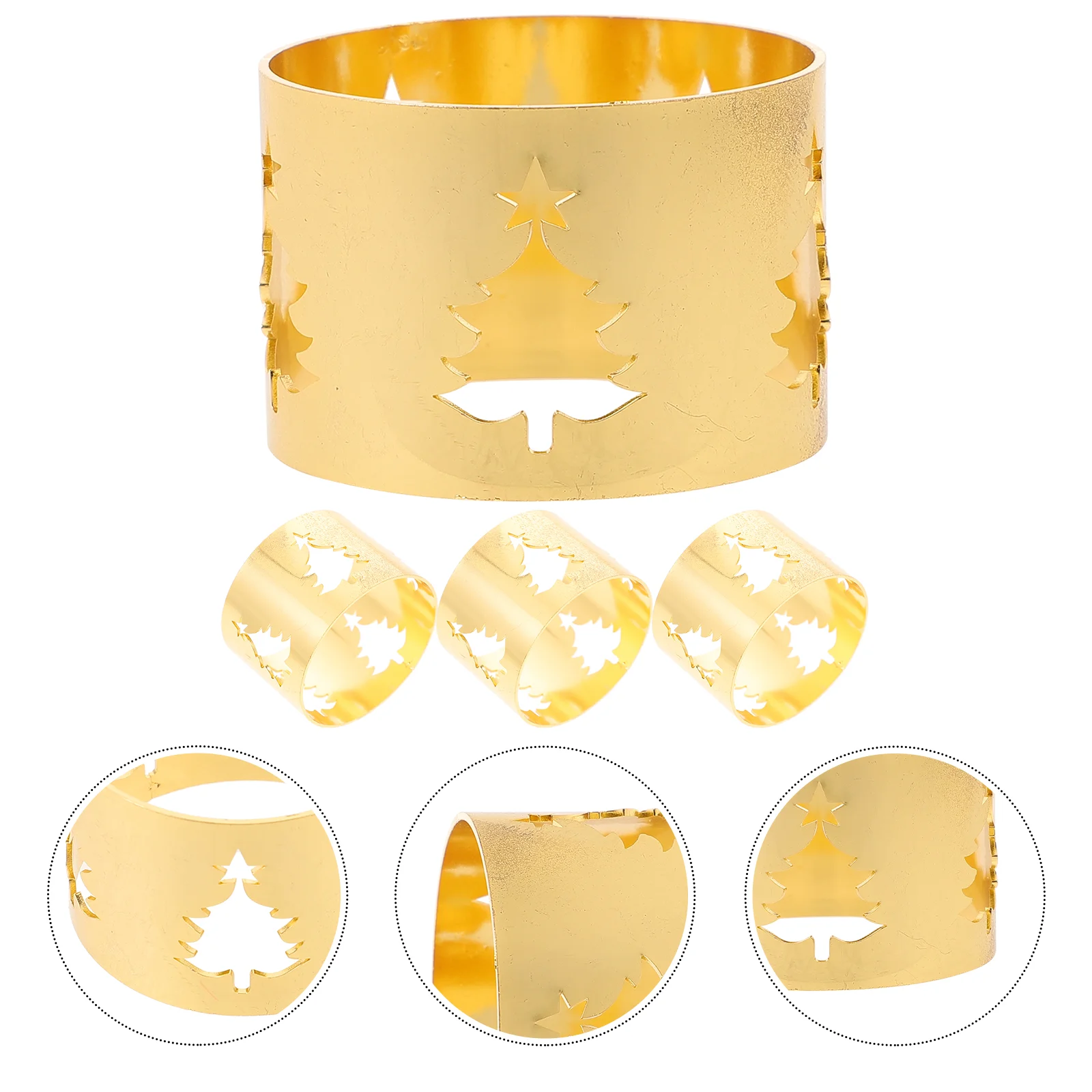 

4 Pcs Christmas Napkin Holders Decorate Rings Napkins Decorative Iron Buckles Hotel