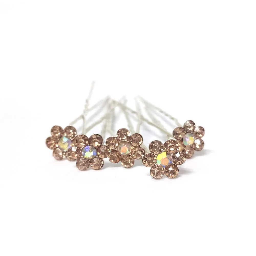 

Заколки для волос в форме цветка шампанского, свадебные шпильки для волос с кристаллами, зажимы для волос, Ювелирная фурнитура