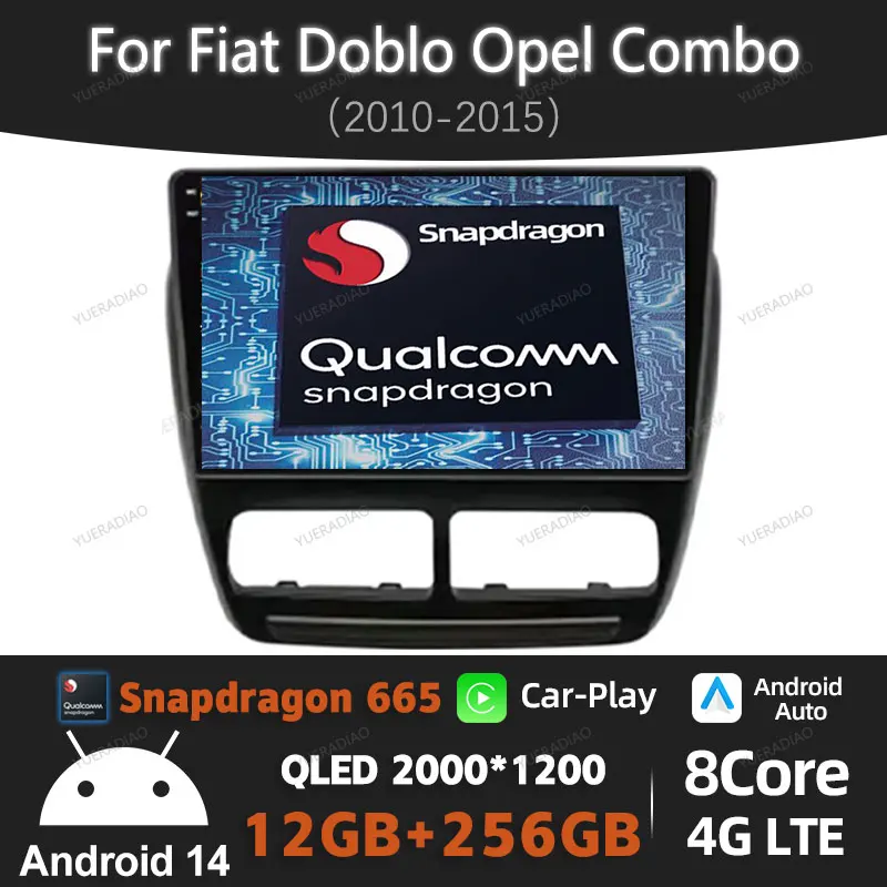 Автомобильный радиоприемник Android 14 для Fiat Doblo Opel Combo Tour 2010 2011 2012-2015 DSP NAVI Gation 5G WIFI
