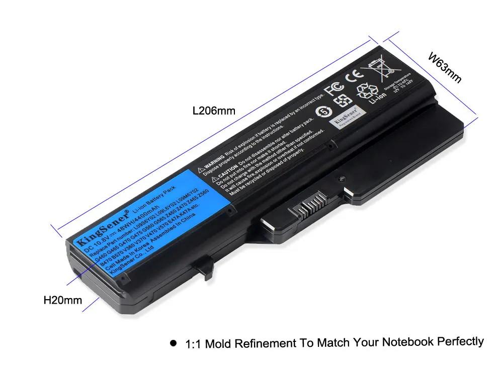 Фото Новый аккумулятор KingSener L09S6Y02 для ноутбука Lenovo IdeaPad G460 G470 G570 G560 V360 V370 V470 Z460 Z465 B470 B570 L09L6Y02 4400 мач №4