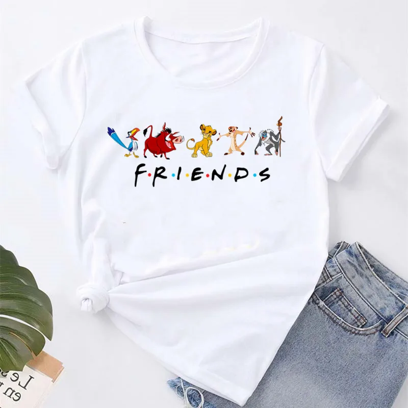 Футболка женская с принтом короля льва Повседневная Свободная белая рубашка