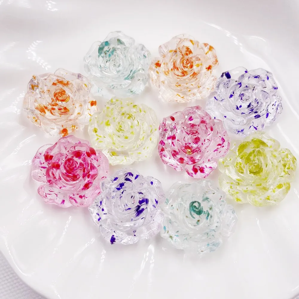 

20mm Resin Colorful Rose Flatback Crystal Flower Rhinestone Gems Figurines 20Pcs Scrapbook Wedding Applique Decor Crafts DIY