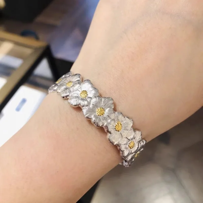 Женский Открытый браслет из серебра 925 пробы в винтажном стиле гардении