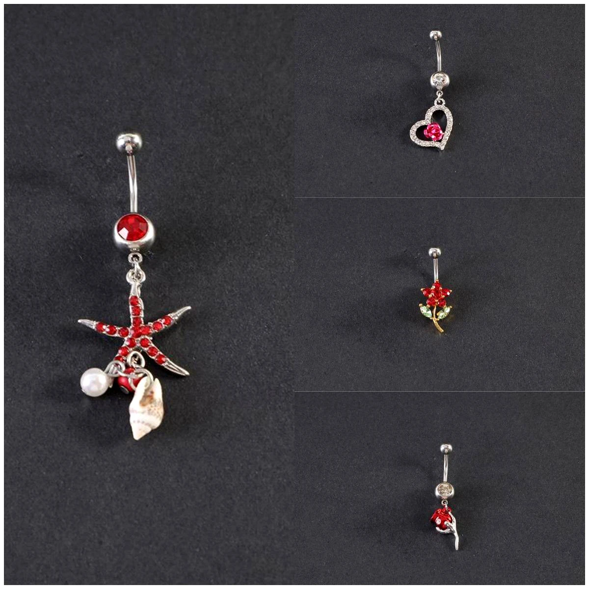 Кольцо для пупка в виде Розы бриллиантовый цветок Ювелирное Украшение пирсинга