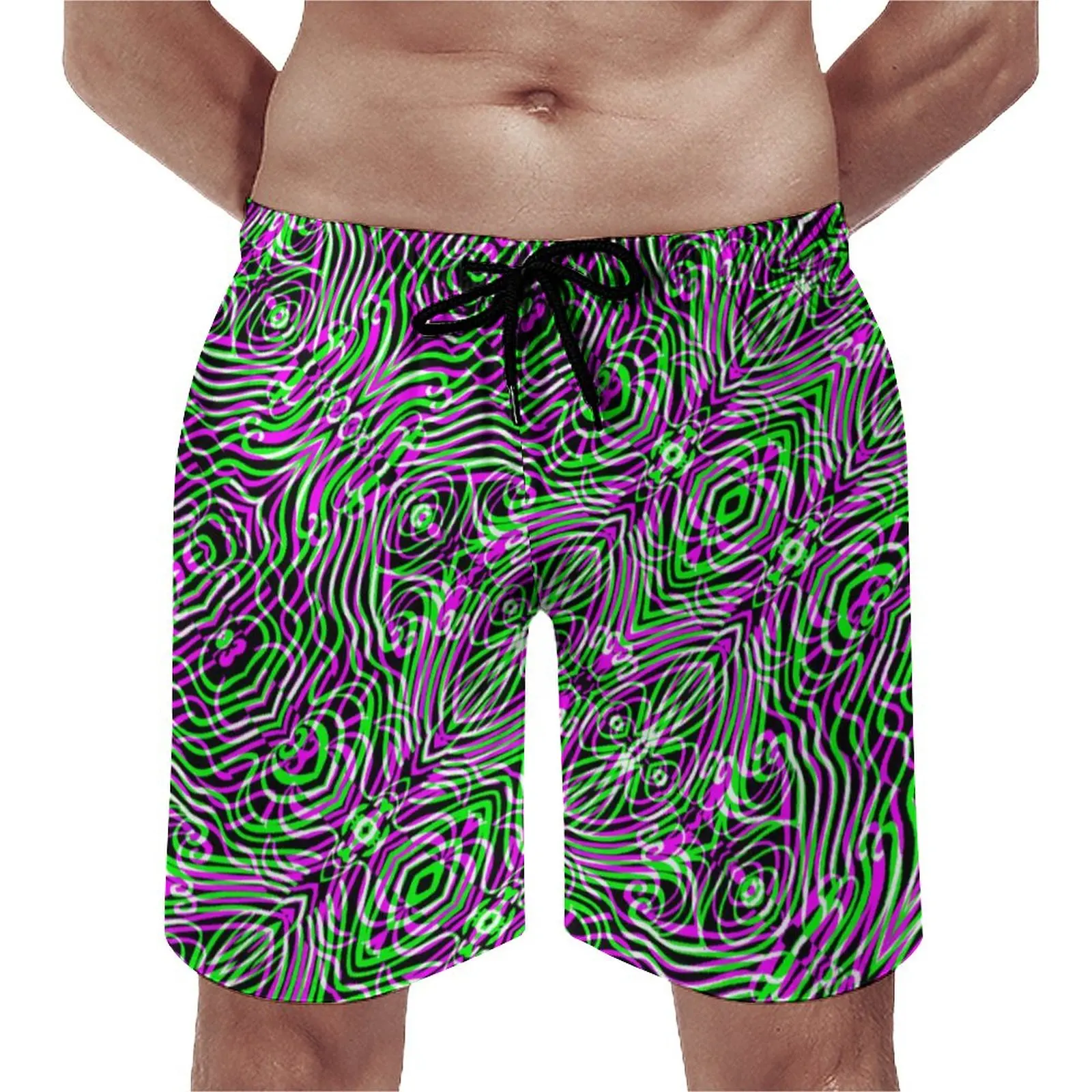 

Цветные шорты для спортзала с гео-принтом, летние спортивные шорты с иллюзией оптики, мужские быстросохнущие пляжные трусы с повседневным дизайном