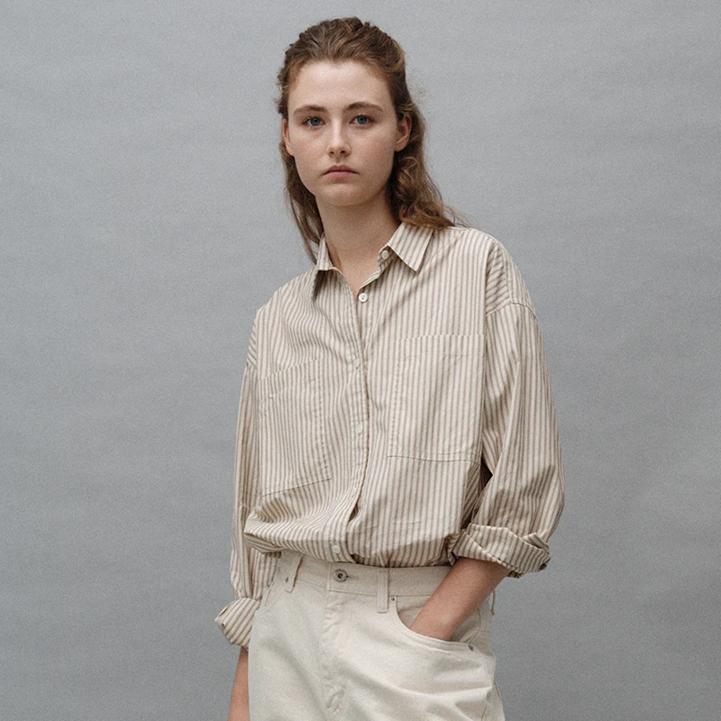 Nothing Written Stripe Shirts Women 2024 Autumn and Winter New Korean Loose Long sleeve Shirt