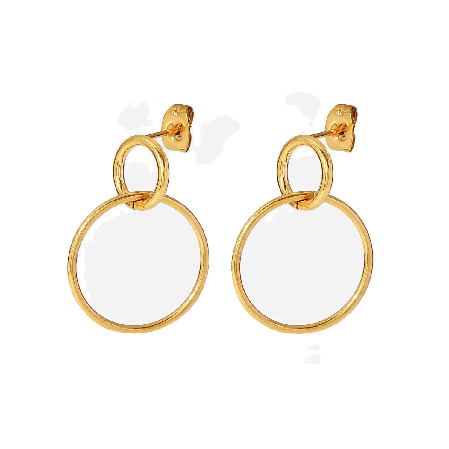 Stainless Steel PVD 18K Gold Plated Tarnish Waterproof Double Ring Hoop Earrings For Woman Jewelry Wholesale Trendy