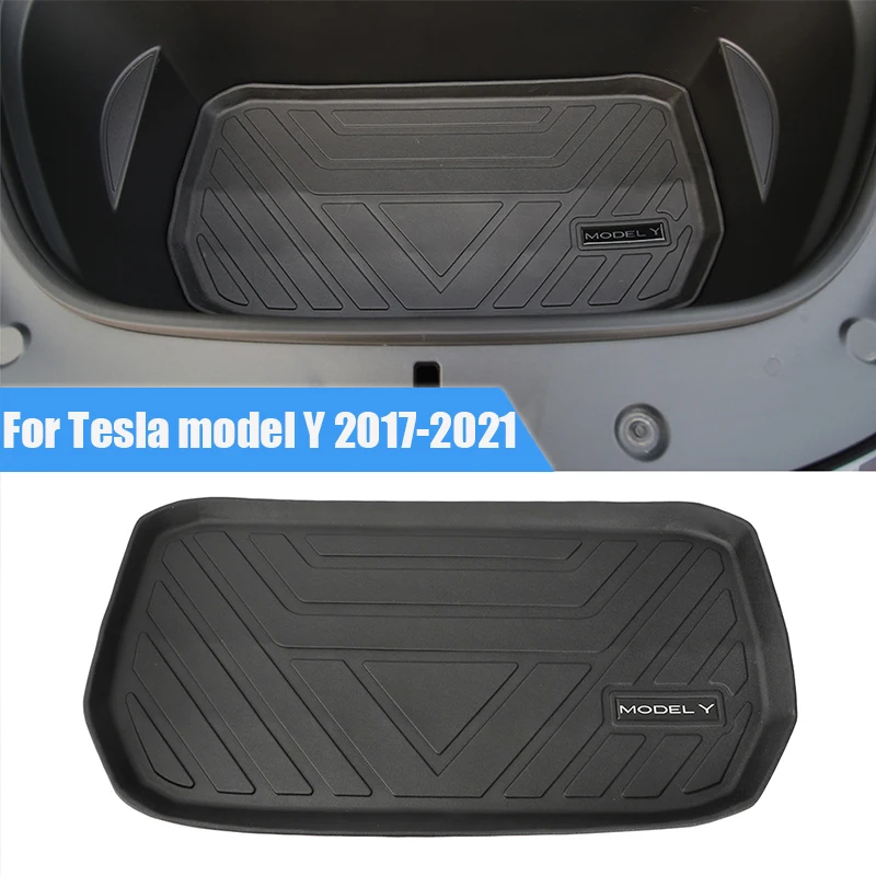 

Автомобильный передний коврик для хранения, коврик для заднего багажника Tesla Model Y 2017 - 2021 TPE, водонепроницаемый защитный вкладыш, поднос для б...