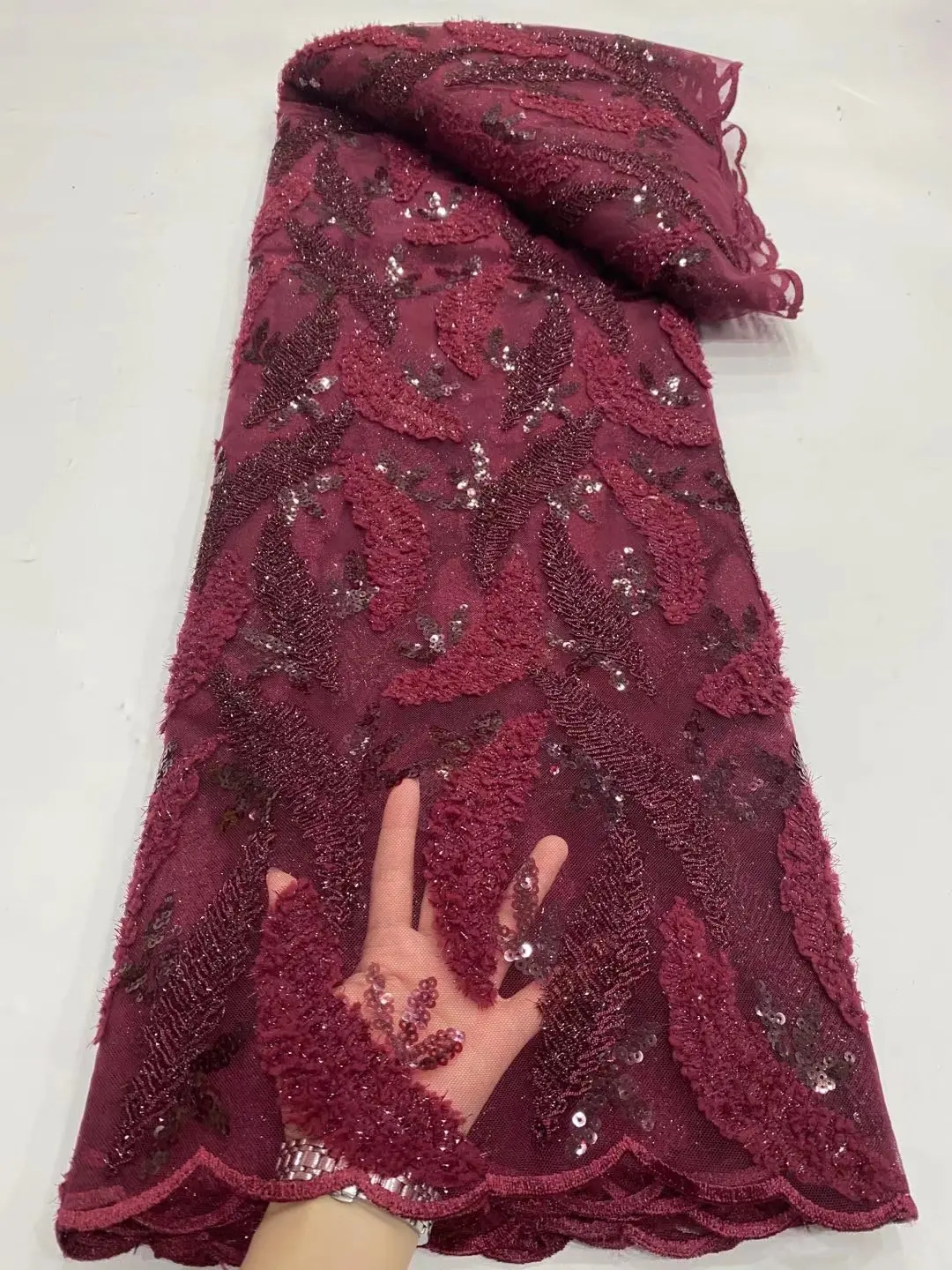 

Wholesale 2022 Latest African French Net Lace Fabric With sequins 5Y.High Quality African Tulle Lace Fabric For Wedding DPU1-10