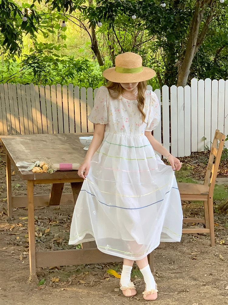 

Женские Платья с цветочным принтом, лоскутные платья из органзы, обхват груди 91-99 см, весна-лето