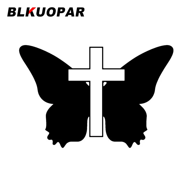 

BLKUOPAR Butterfly And Cross Car Sticker Scratch-proof Die Cut Sunscreen Creative Original Fashionable Funny Car Accessories