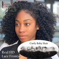 HD Lace Frontal Closure Deep Curly Transparent Closure With Curly Baby Hair Melt Skins 13x6 Swiss Lace Closure Virgin Human Hair
