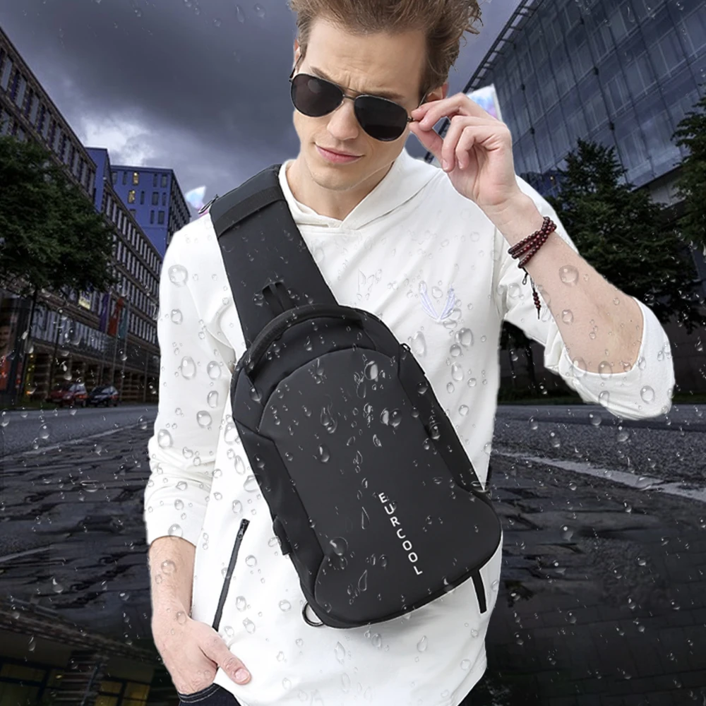 New Multifunction Crossbody Bag For Men Waterproof Chest Bag Oxford PU Leather Shoulder Bag College Male Mini Sling Bags Bolsas