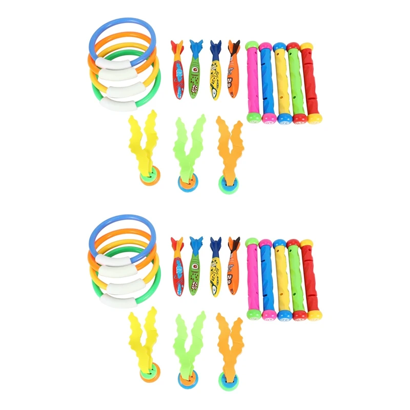 

Игрушки для дайвинга, игрушка для бассейна, кольца и палочки для дайвинга, торпеды, водяная трава, для детей (комплект из 32 шт.)