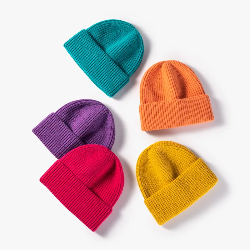 

Korean Version Wool Hat Women Warm Beanies Solid Color Bean Hat Autumn and Winter Knitted Cap Men Loose Winter Hat Wholesale