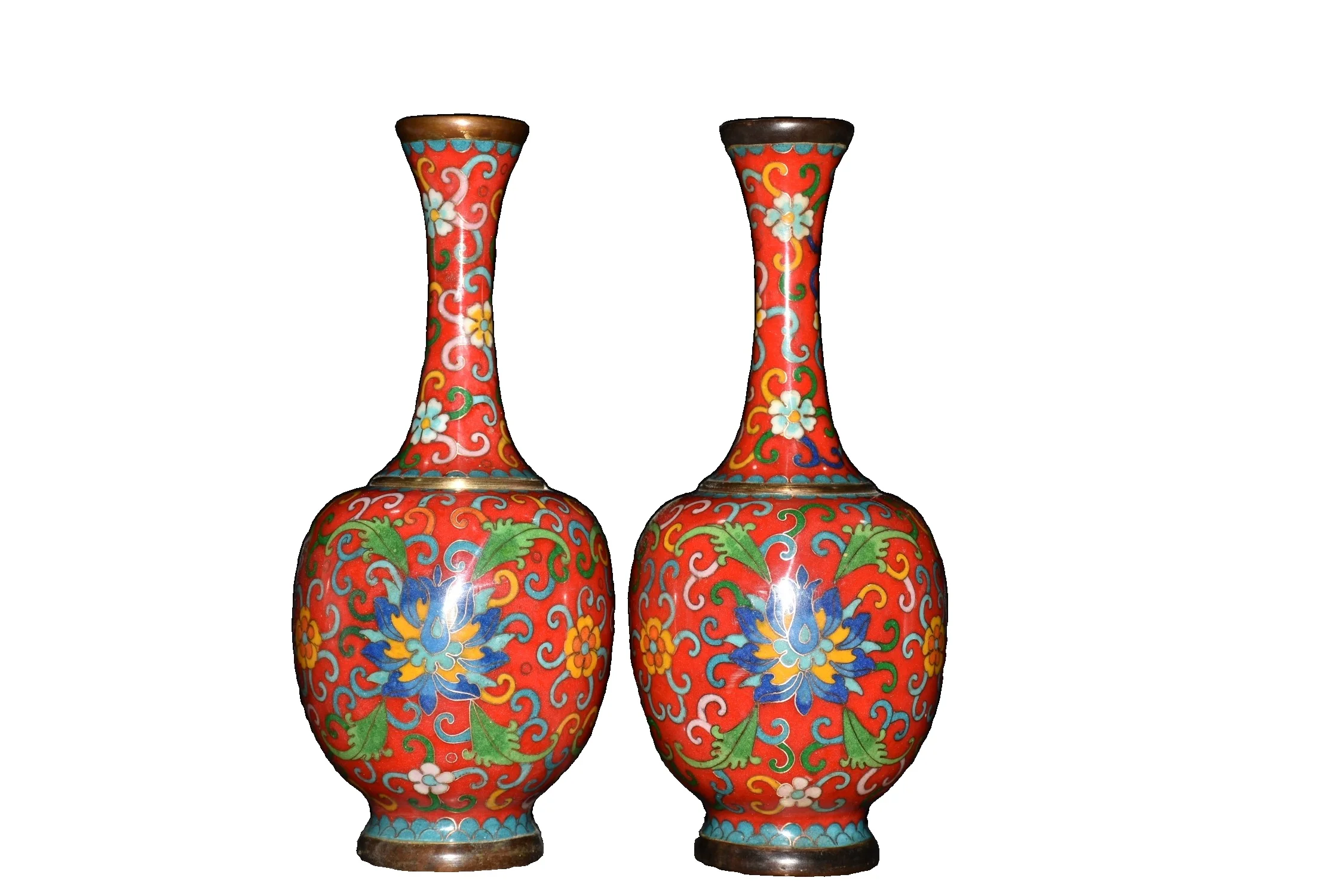 

MOZART Early Collection Pure Bronze Cloisonne Filigree Vase With Small Mouth Style 344 Chinese Traditional Style Antiques Fine
