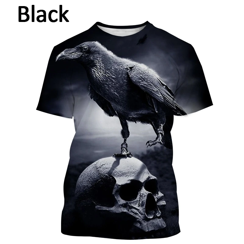 

Men's casual fashion animal print T-shirt Blackbird Harajuku Street Style Top New Crow Short Sleeve New Men's Dress