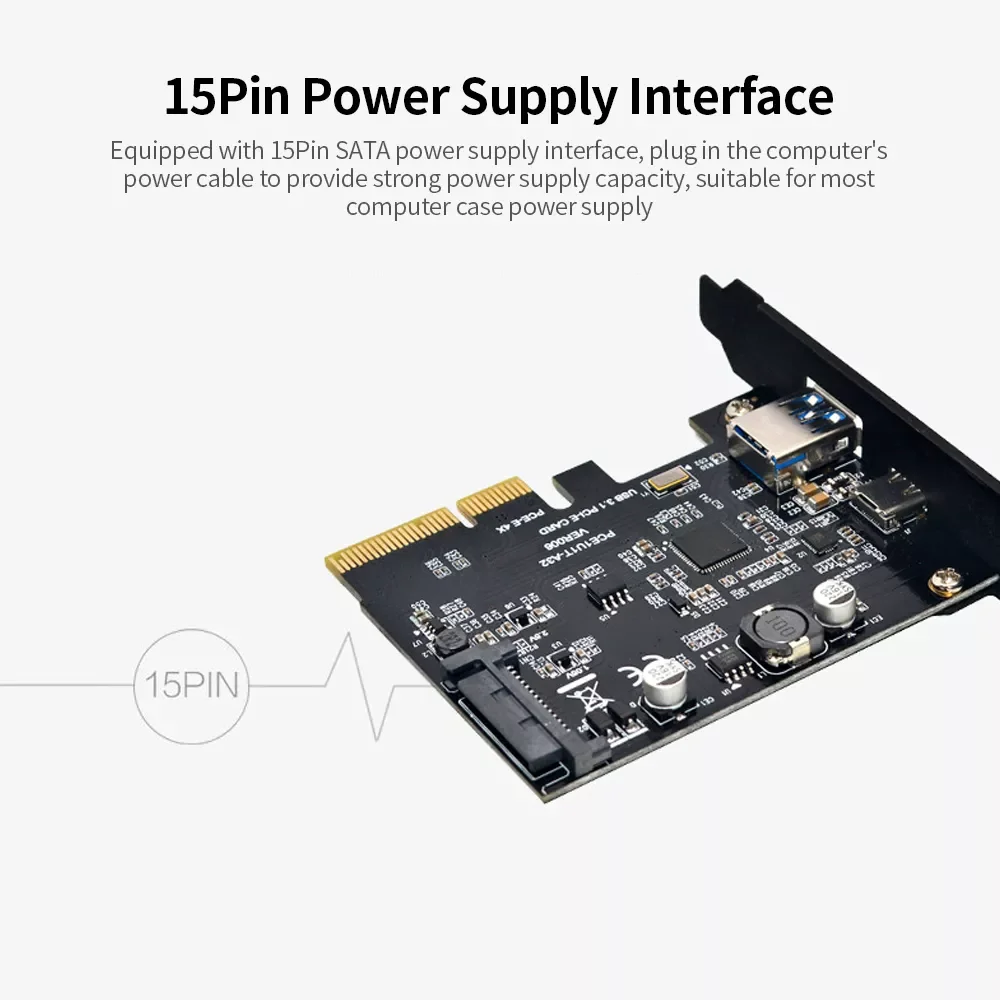 Плата расширения USB3.1 PCI-E x4 к адаптеру Type-C Type-A карта преобразователя 10 Гбит/с