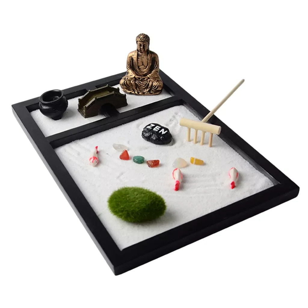 

Wooden Sand Box Mini Desktop Sandbox Garden Office Decoration Ornaments