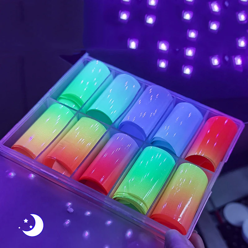 

Набор флуоресцентной переводной бумаги для дизайна ногтей, красочная флуоресцентная Звездная бумага, наклейки для ногтей 4*100 см