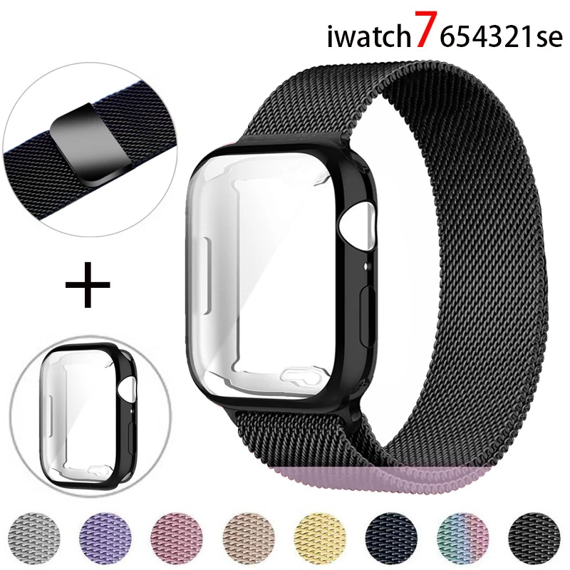 

Case+Strap for Apple Watch band 44mm 40mm iWatch band 45mm 41mm Magnetic Loop Belt bracelet correa apple watch Series SE 6 4 3 7