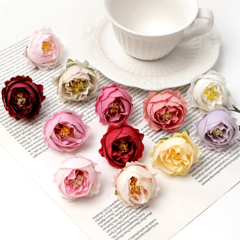 

10/20/30pcs 4cm Rose Heads Artificial Silk Flowers For Wedding Home Decoration Christmas Fake Flowers DIY Wreath Accessories