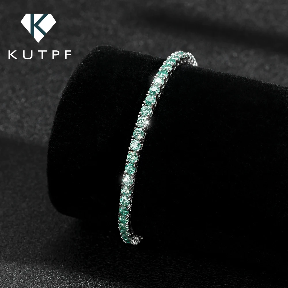 

3mm Full Moissanite Tennis Bracelet for Women 925 Sterling Silver Blue Green Sparkling Diamond Bracelets with GRA Certificate