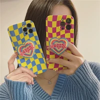 ins color checkerboard color love pop socket phone holder silicon phone case for iphone xr xs max 8 plus 11 12 13 pro max case