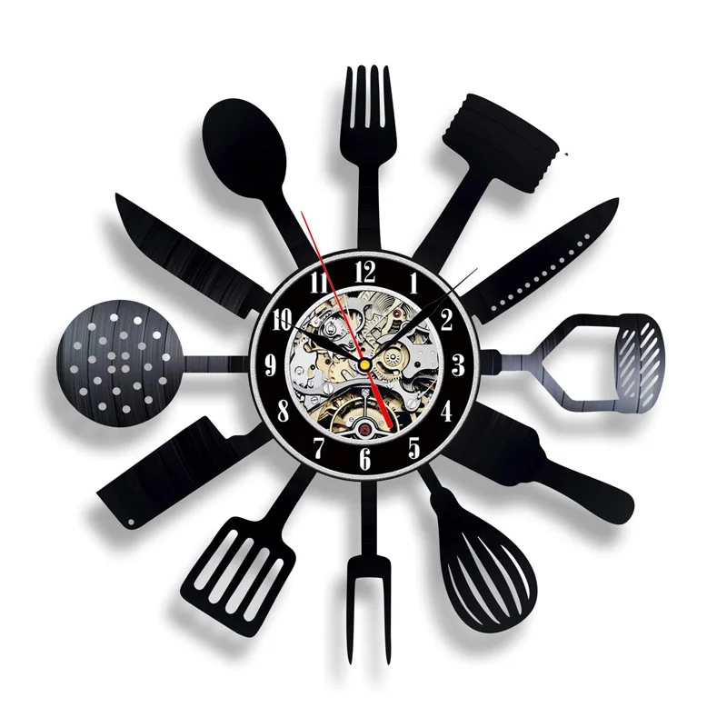 Reloj de pared con disco de vinilo, diseño moderno decorativo, cuchillo de...