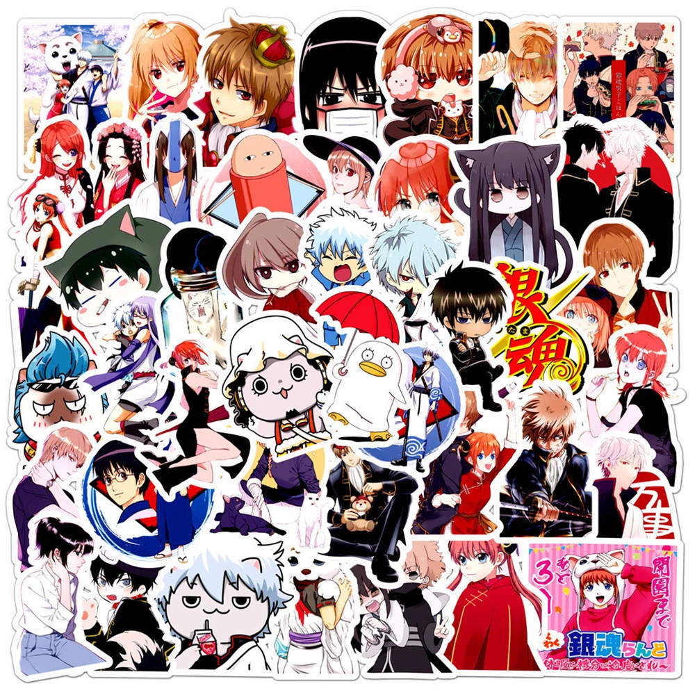 10/30/50pcs GINTAMA Anime Stickers Sakata Gintoki Kagura Cartoon Decals Decals Skateboard Car Phone Cute Kids Toys Sticker Pack