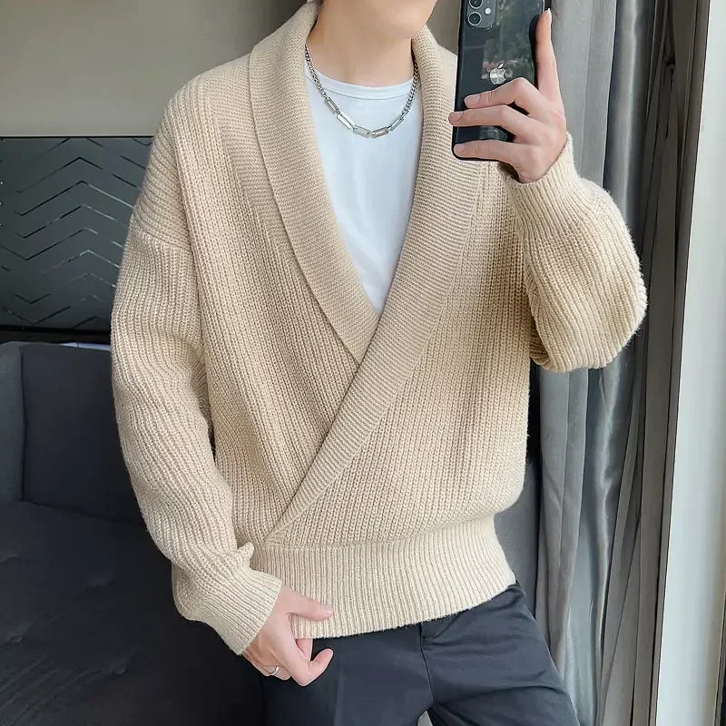 Новый толстый свитер для мужчин пальто в корейском стиле дизайнерский свитшот Y2k