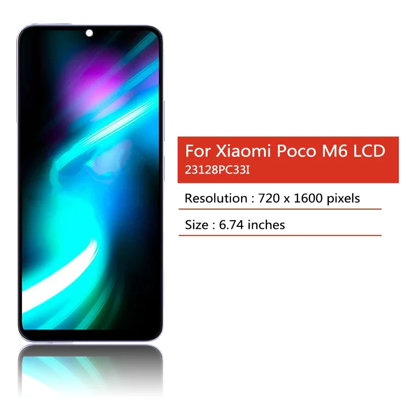 Экран 6 74 дюйма для Xiaomi Poco M6 ЖК-дисплей сенсорный экран дигитайзер запасные части