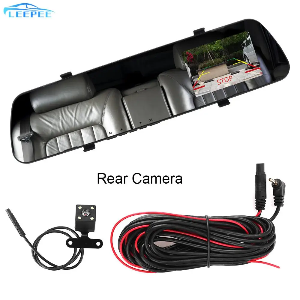 LEEPEE Car DVR Dash Camera 1080P&480P Mirror Dashcam Rear View Dual Lens Full HD Cycle Recording 4.3 Inch Car Electronics