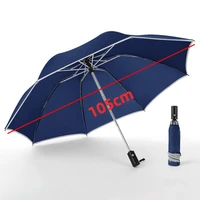 creative fully automatic car reverse umbrella edge reflective tri fold business umbrella black coating sunny rainy umbrella