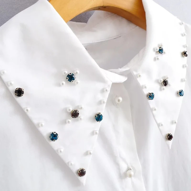 Merodi модные украшения для девочек белые длинные рубашки с отложным воротником